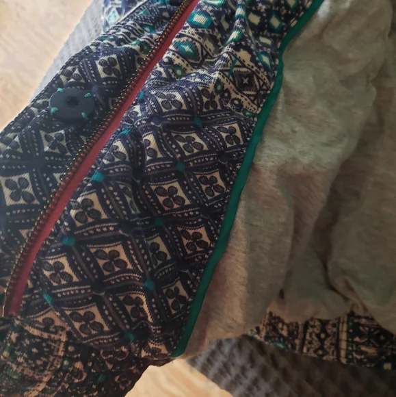 Pilcro And The Letterpress Blue and White Patterned Corduroy Bohemian Jacket - Picture 3 of 3